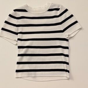 LA Hearts Black & White Striped Short Sleeve Top